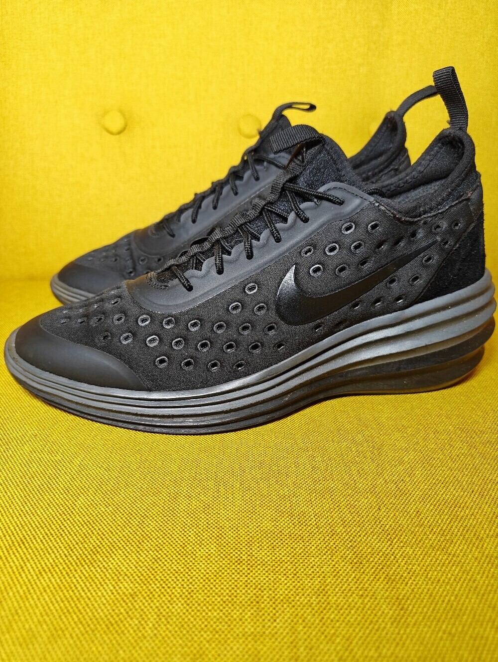 RARE Nike Lunarlite Sky Hi Wedge Black Comfort Sneaker Athletic Shoe Women's 9.5